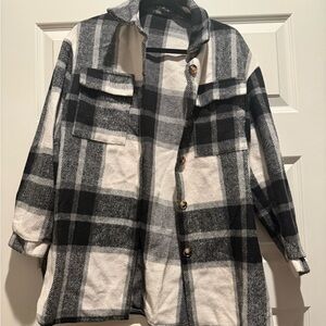 SHEIN Black and White Checkered Jacket